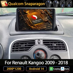 Android 14 Wireless Carplay Auto For Renault Kangoo 2 2009 - 2018 Car Radio Multimedia Stereo Video Player QLED GPS NAVI 4G WIFI