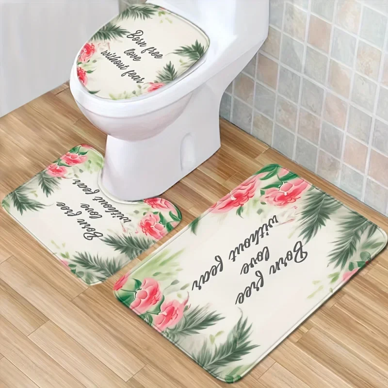 

1 шт., чехол на сиденье унитаза с буквенным принтом, нескользящий коврик, ковер для унитаза, набор напольных ковриков, впитывающий дверной коврик для ванной комнаты