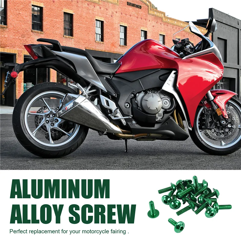 2025 Trend20 Pcs Parafusos Hexonais de Liga de Alumínio Verde para Motocicleta M6