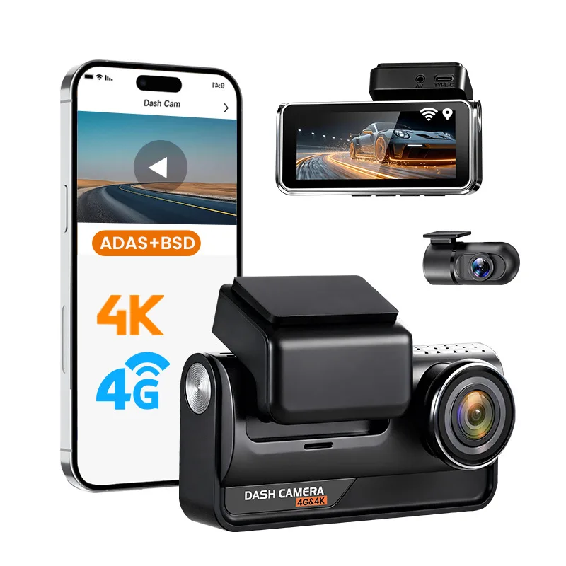 4K+1K 4G Dual-Objektiv Ultra HD Dashcam Fernüberwachung 24H Parküberwachung GPS WIFI ADAS BSD