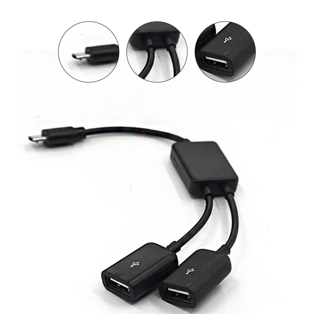 Type C to 2 OTG Dual Port HUB Cable Y Splitter for Tablet Android Mouse Keyboard Micro-USB Type-C Adapter Converter 2 in 1