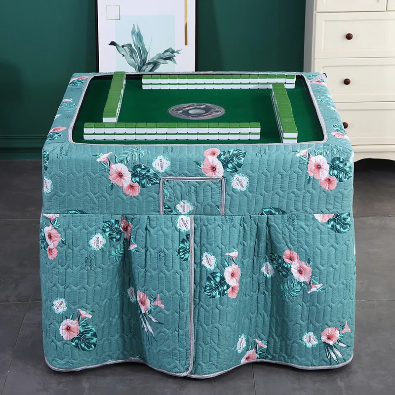 

Thick Winter Style Mahjong Machine Tablecloth Fire Pit Cover Skirt Four Openings Square Home Fabric Dust Cover