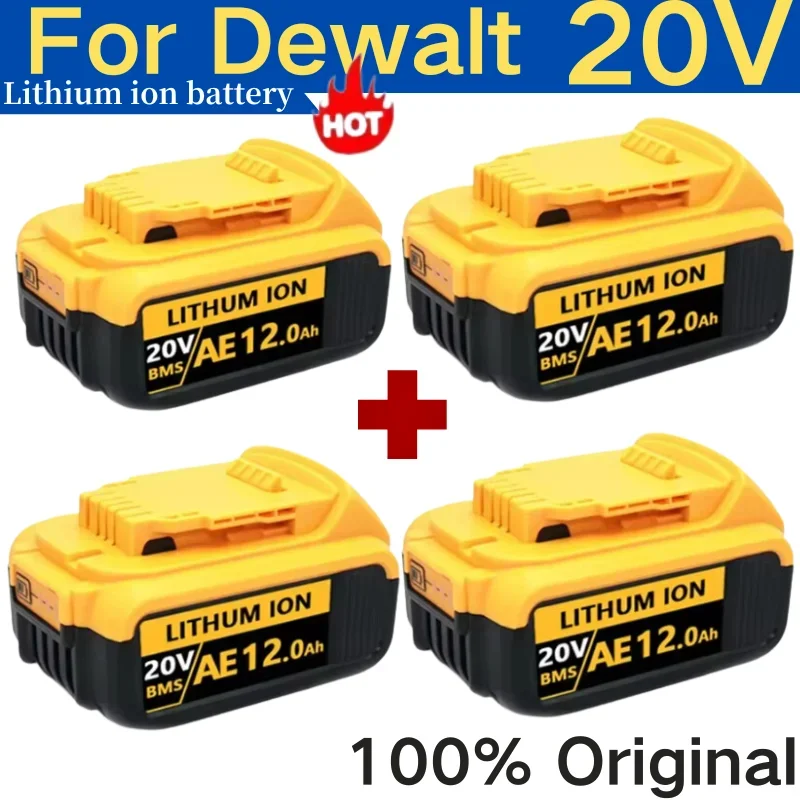 New 100% Original 12000mAh 20V for Dewalt Power Tool Battery DCB206 20V 12.0Ah Battery DCB206 20V Battery DCB205 DCB204-2 DCB200