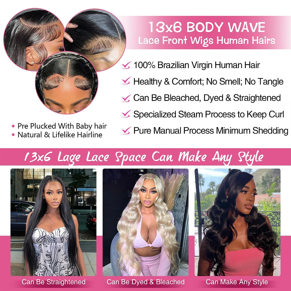 Wig Rambut Asli 40 Inch Body Wave 250% Density 13x6 HD Lace Frontal Wig 13x4 Lace Front Wig 5x5 Brazilian Pre Plucked Lace Untuk Wanita