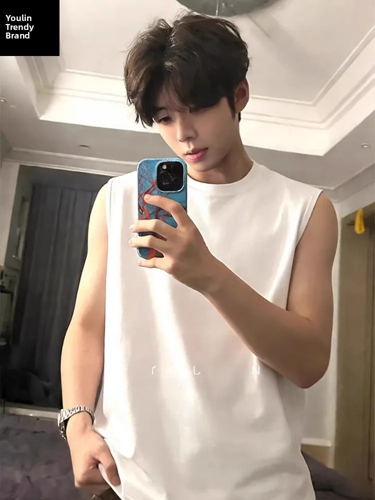 

American Sle Svel Tank Top Men's Fitn Sport Muscle ow Pure Cotton ort Sve High Sensation Vest ly irt