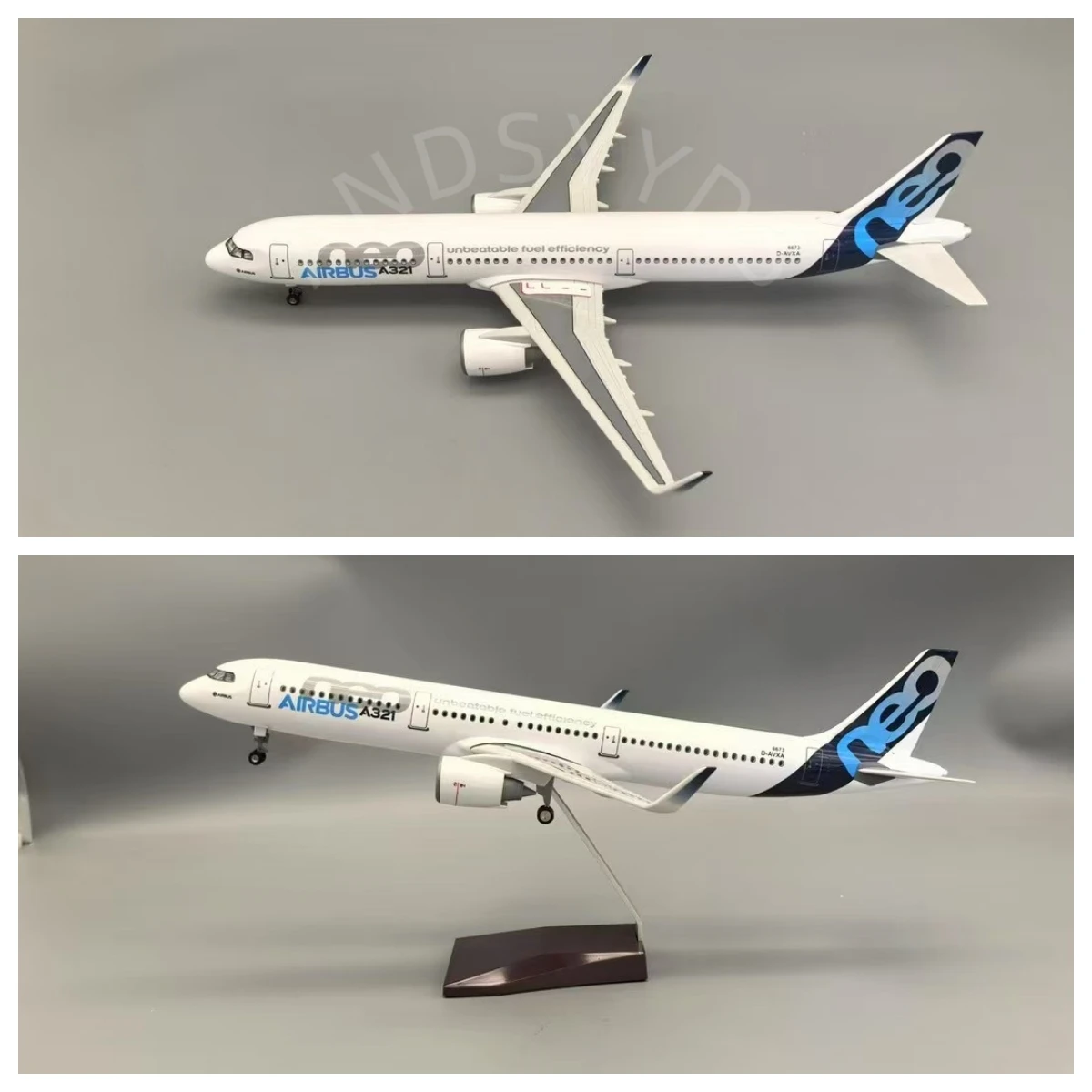 1/100 Scale A321 neo Prototype Model Airplane 44CM Resin Die-cast Airplane Kit with Stand for Adult Aviation Creative Gifts