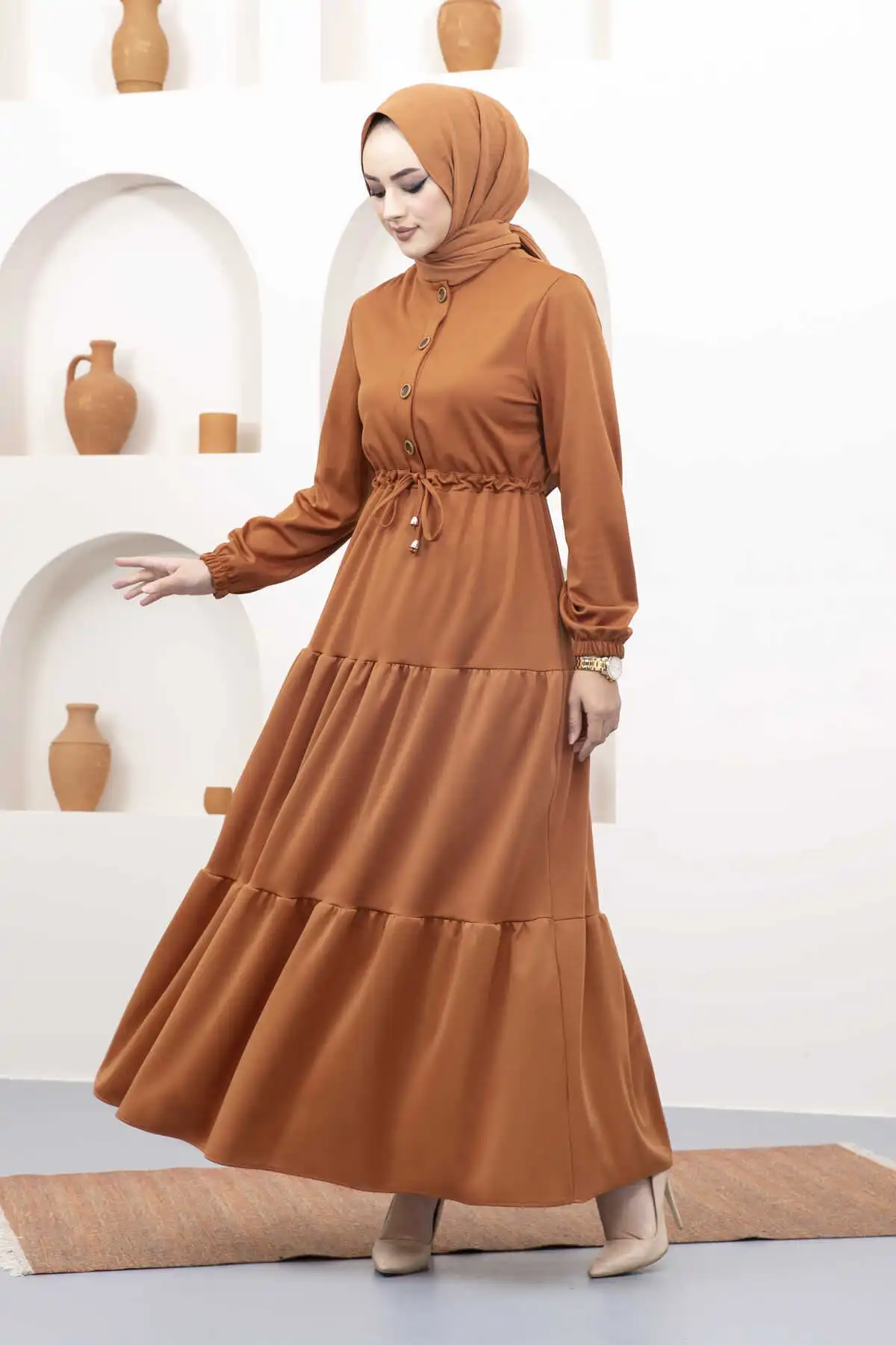 All Match New Arrivals Muslim Women Hijab Dress Middle East Dubai Tunnel Belt Veiling Dress Clothing Femme Arabic Vestido 2022