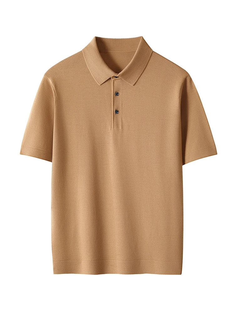 Choice Men's Polo T-shirt Smart Casual Sweater Wool Short Sleeve Pullover Spring Summer 100% Merino Wool Knitwear Fashion Tops