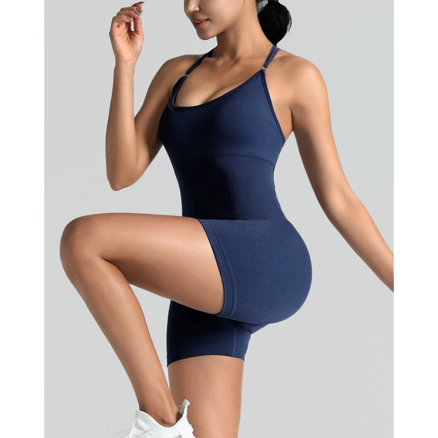 Backless One Piece Yoga Jumpsuit With Pads High Elastic Fitness Seamless Playsuits Outfits Sports Cami Romper