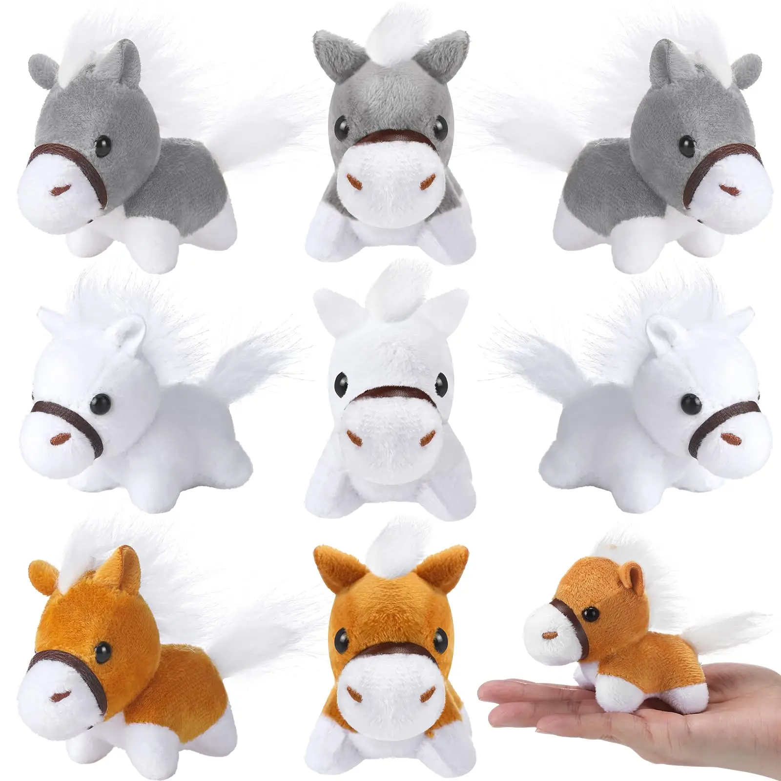 9–48 Stück Pferd, Kuscheltiere, Plüschtier, stehendes Stoffpferd, 10,2 cm, Mini-Plüsch-Schlüsselanhänger, Mottoparty, Geburtstagsgeschenke – Detail 5