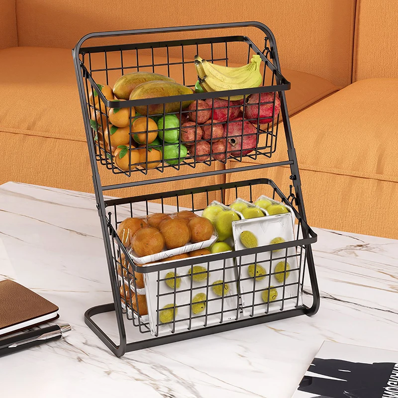 Iron Storage Shelf Rack For Kitchen Seasoning Organizer Fruits Holder Double Layer Assembly Bathroom Cosmetic Storage Basket