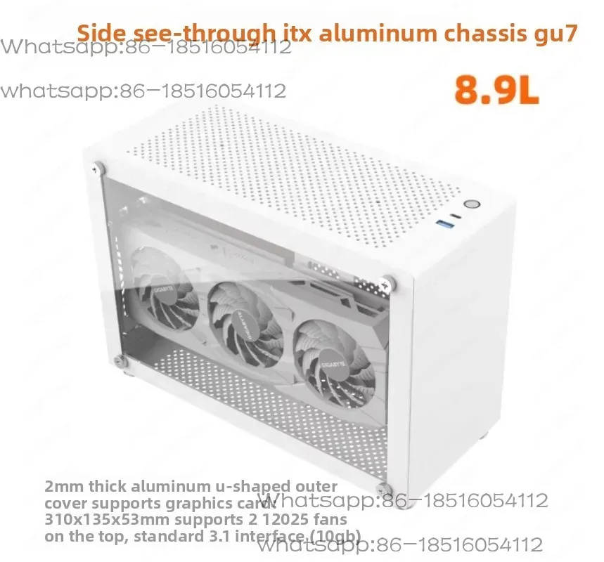 

GU7A4 Side Transparent Aluminum Alloy Case Mini ITX Small Host2mm Thick Aluminum Alloy Metal Mesh Side Panel Small Computer Case