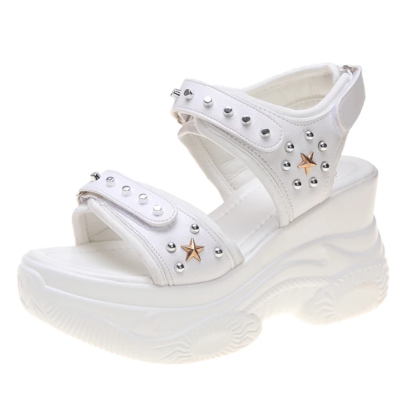 Female Sandal 2023 Summer Comfort Shoes for Women Strappy Heels All-Match Cross-Shoes Clogs Wedge Increasing Height Girls Sports