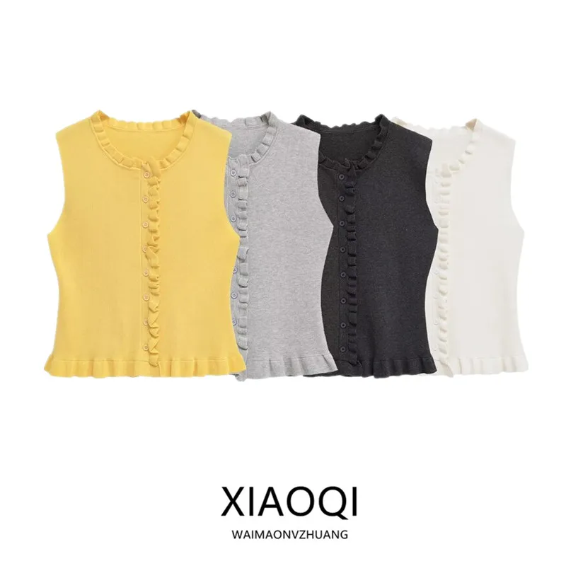 

Spring 2025 Women's Faion Soft round Ne Svel Top Layered Decoration New Arrival Commute Sle Regular Length