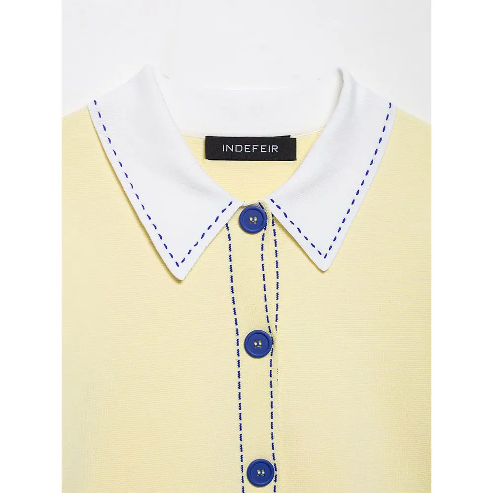 Willshela 여성 패션 옐로우 패치 워크 니트 반팔 카디건 여성 세련된 레이디 캐주얼 Mujer 탑 셔츠