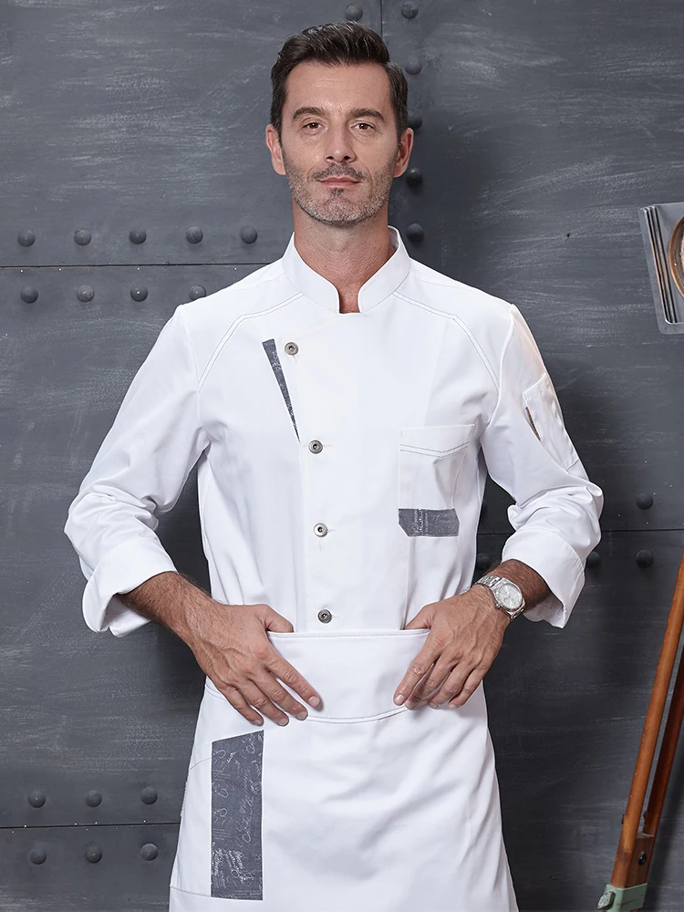 Traje de Chef para hombre y mujer, chaqueta de cocinero para Catering, monos de restaurante para cocinero, mangas largas, uniforme de camarero para cafetería y panadería