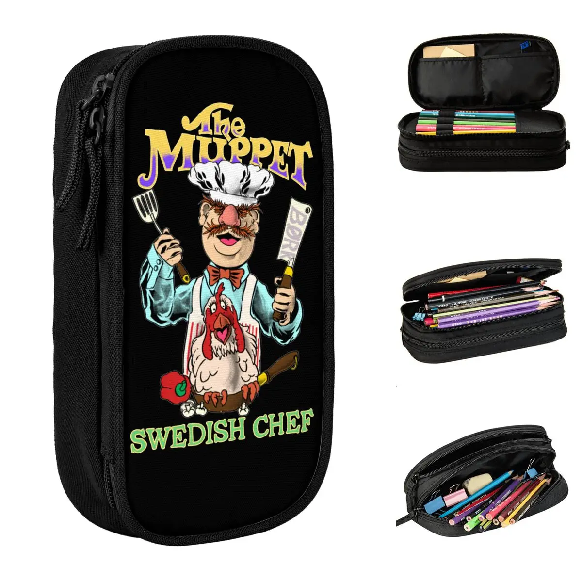 

Swedish Chef Muppet Show Pencil Cases Pen Bag Kids Big Capacity School Supplies Gifts Pencilcases