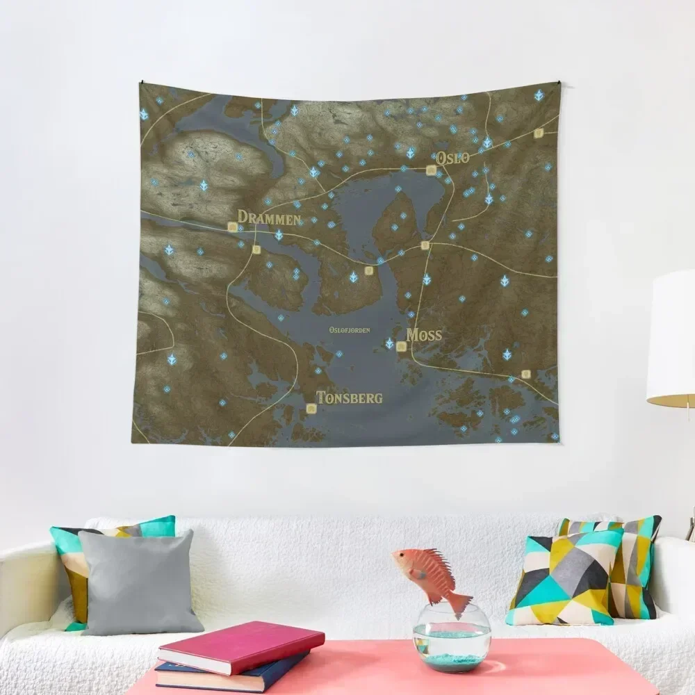 

Map of the Oslofjord (BotW-style) Tapestry Outdoor Decor Cute Room Decor Wall Decoration Bedroom Decor Aesthetic Tapestry