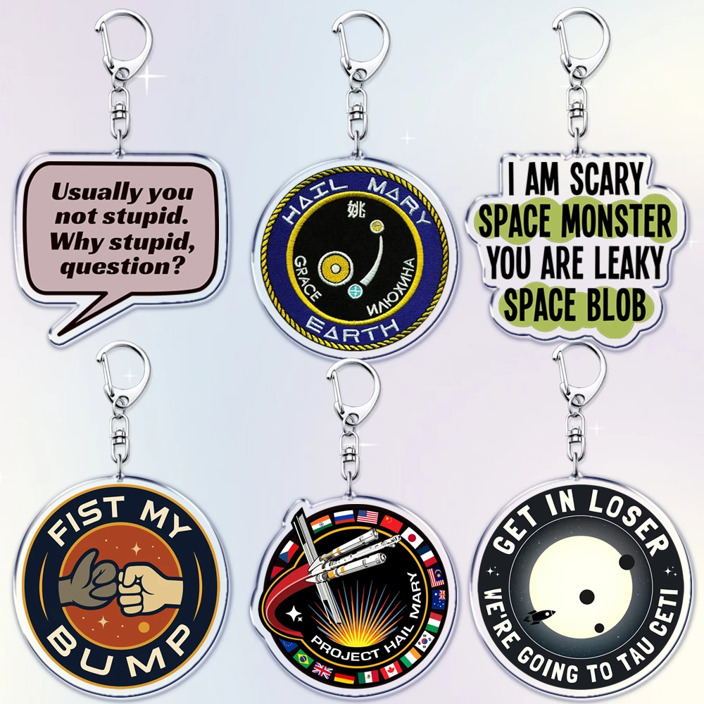 Llavero con el Emblema de la Misión Hail Mary, de Hot Project, para Accesorios, Rocky Space, Andy Weir, Warning, Astrophage, Joyería, Regalos para Fans