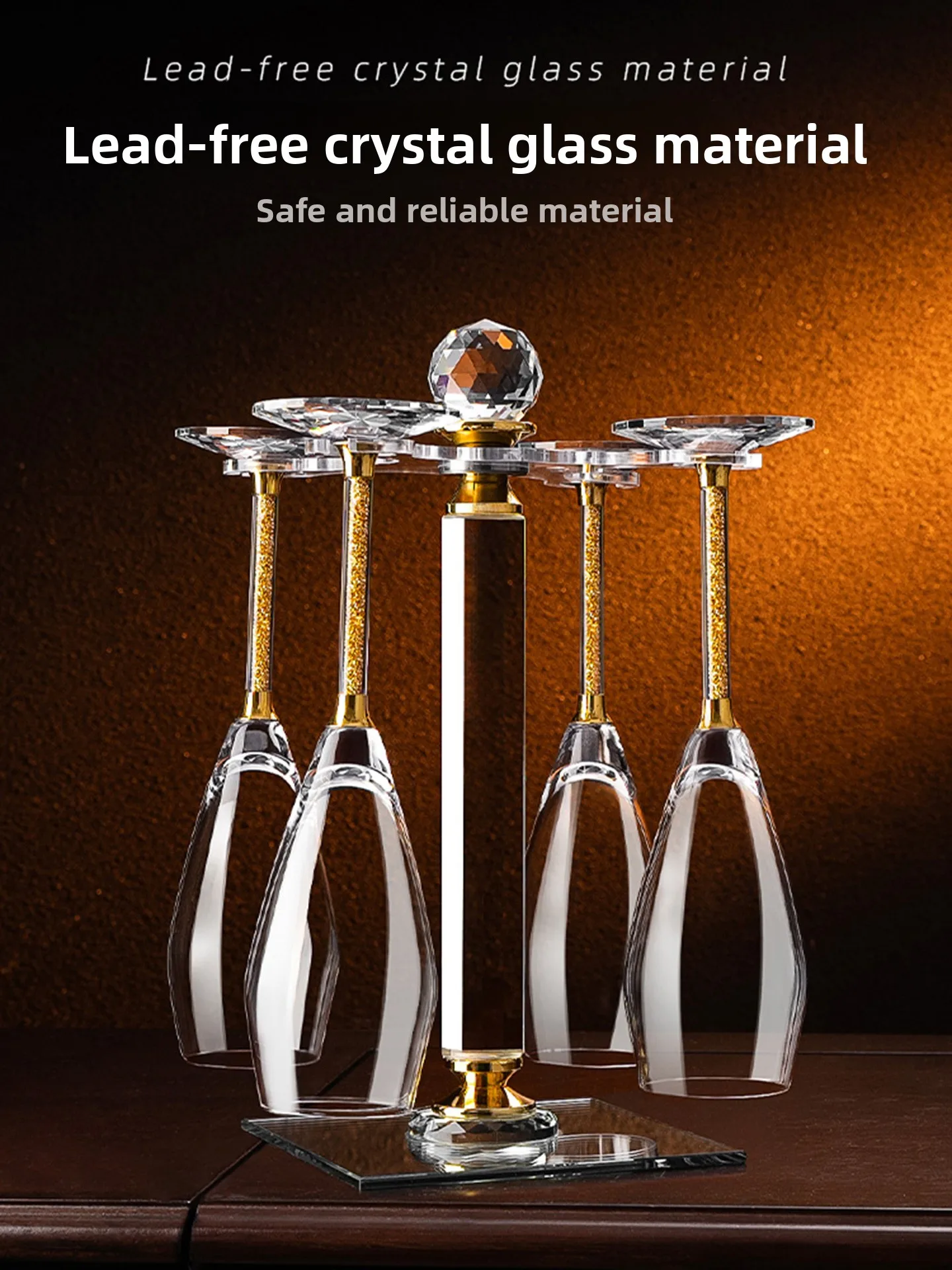 Luxury Diamond Champagne Glass Pair Wine Glass Home Use Lightweight High Footed Glass Bubble Glass Cup Inverted Rotating Cup ...