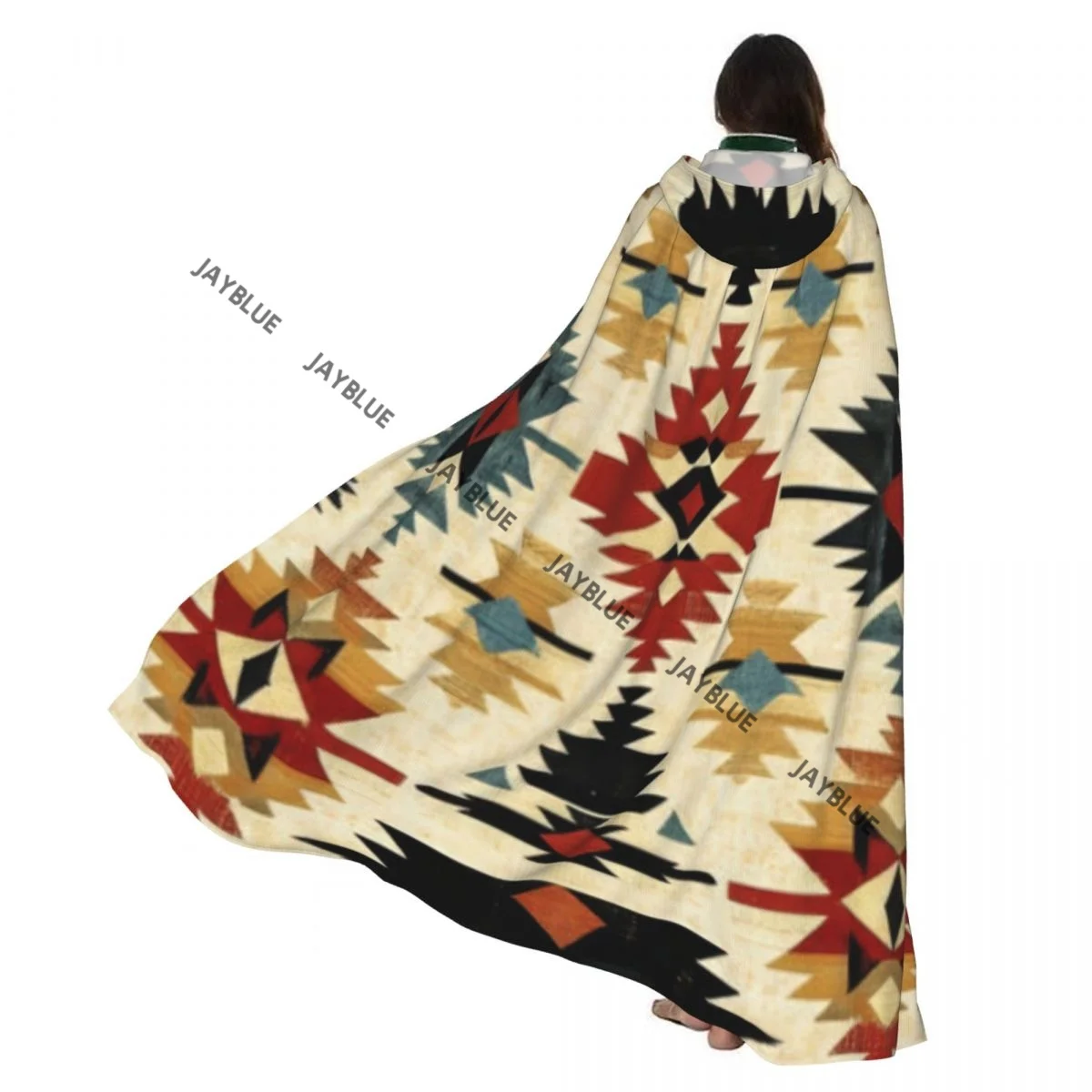 

Длинная накидка-плащ в этническом фоне, плащ с капюшоном, пальто, осенние толстовки