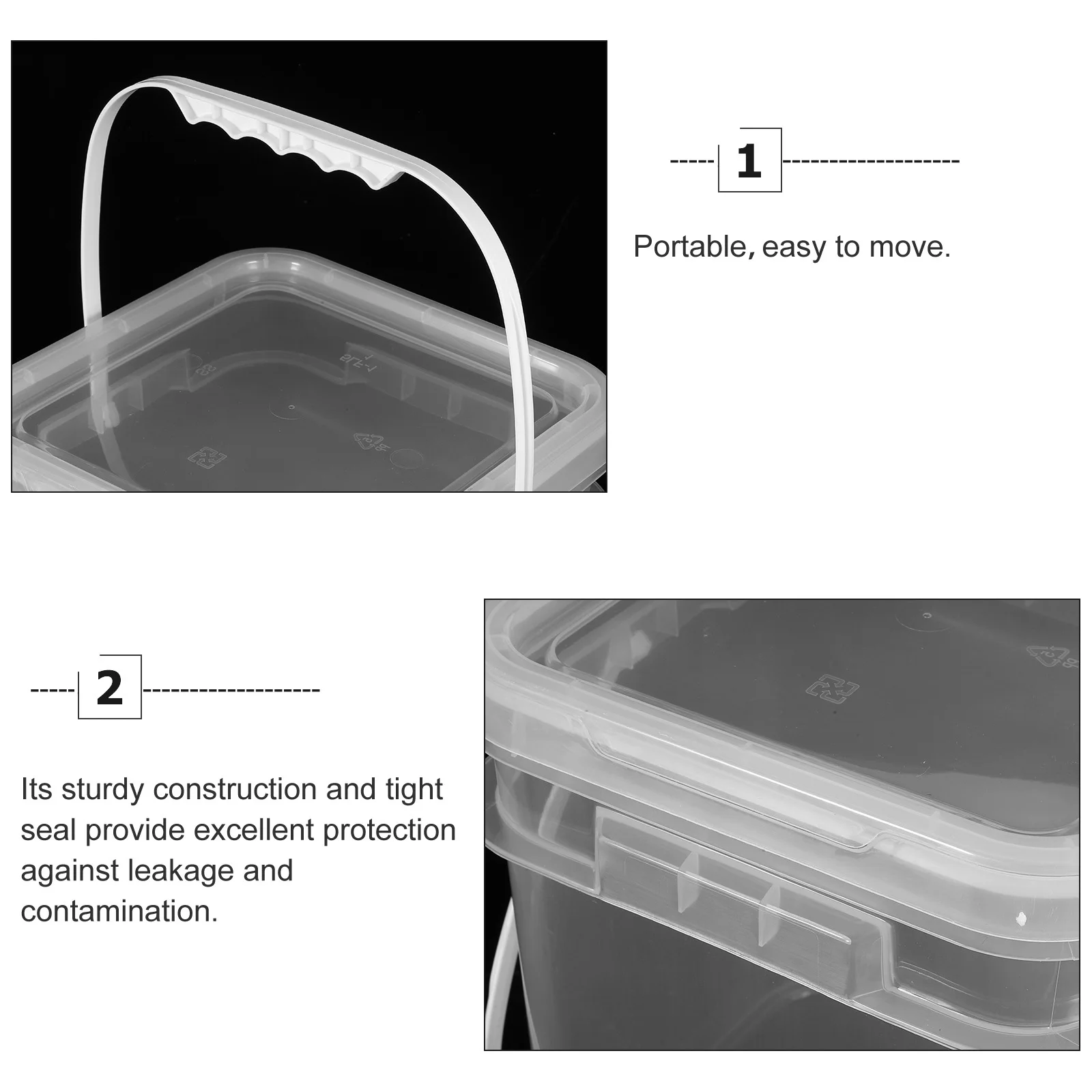 

5L Paint Bucket Transparent Plastic Storage Container Leak-Proof Reusable For Coatings Sealants Art Pigment Color Mixing With