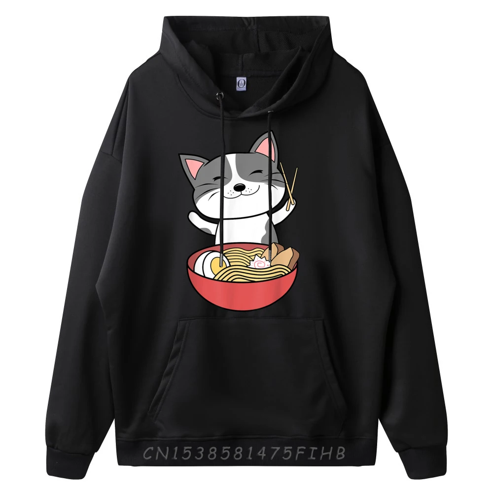 Funny Kawaii Animals Cat Fur Wild Masonry Claw Ramen CaSweatshirts Graphic Tee Moisture Wicking Oversize Long Sleeve Vegan