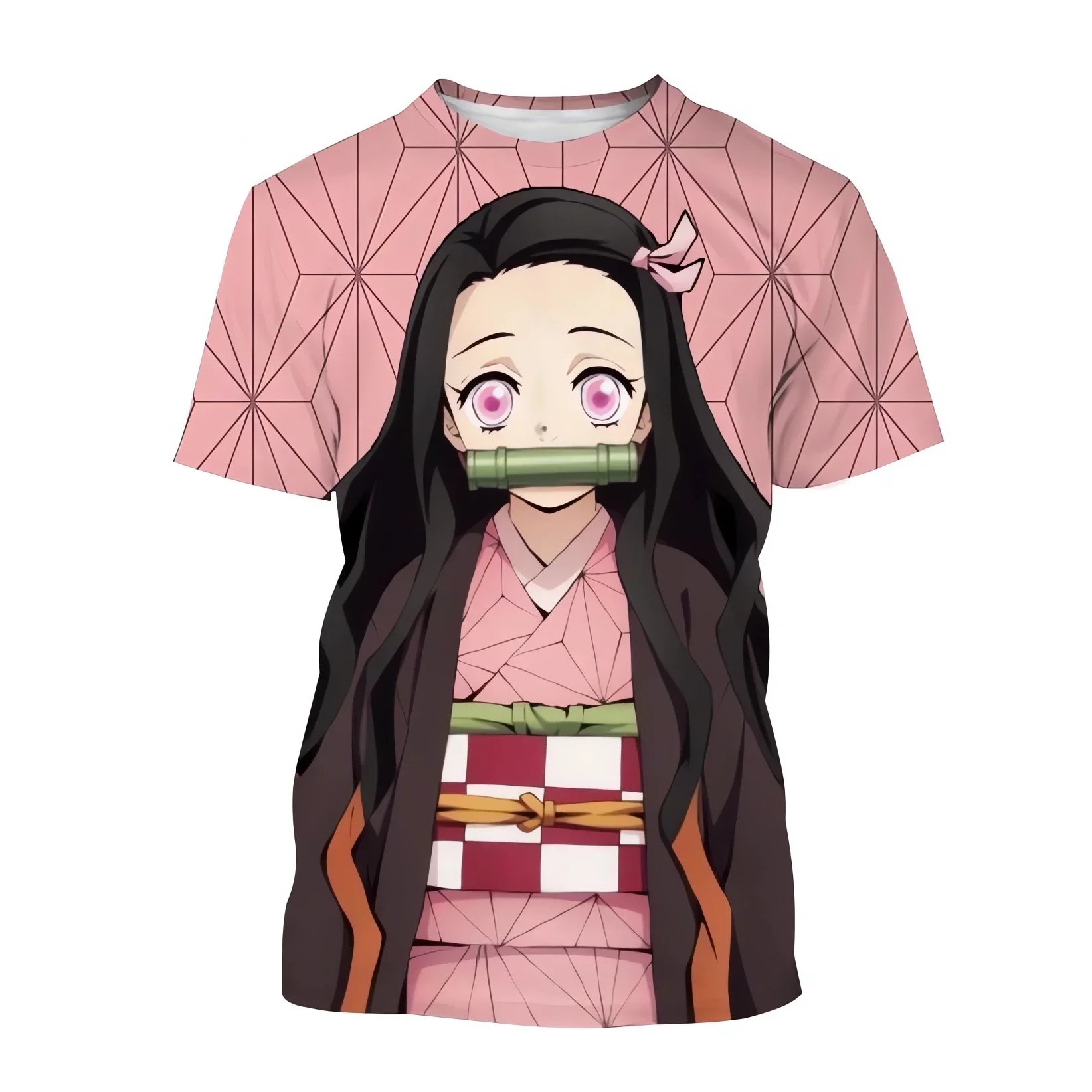 Demon Slayer Cosplay T-Shirt, Anime, Kimetsu No Yaiba, Kamado Nezuko, Kochou Shinobu, 3D Print, Desenhos animados, Manga curta, Moda verão