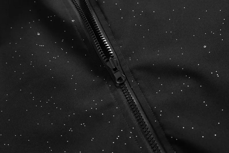 الخريف الرجال معطف موضة الترتر المطبوعة الوقوف طوق سحاب أكمام طويلة الذكور Bomber سترة الشارع الشهير رجل كبير الحجم ملابس خارجية