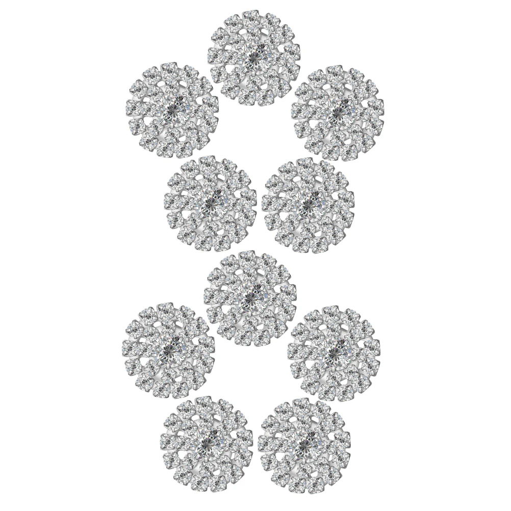 

10Pcs Handmade Accessories Earring Supplies Hair Decorative Buttons Alloy Rhinestone Chain Craft Round Buckle Jewelry Findings