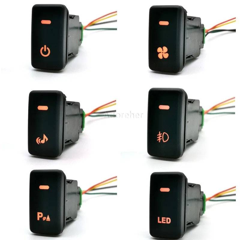 1 Stück Auto Orange LED DRL Lüfter Spiegelheizung Radarsensor Musik-Spotlight Schalterknopf Passend für Toyota FJ LC120 LC76 REIZ – Detail 1