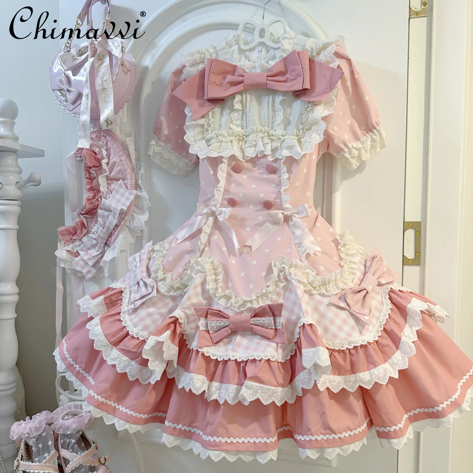 

Original Sweet Lolita Dress Spring and Autumn New Cute Bowknot Girl Lolita Dress Birthday Party Princess OP Dresses Women