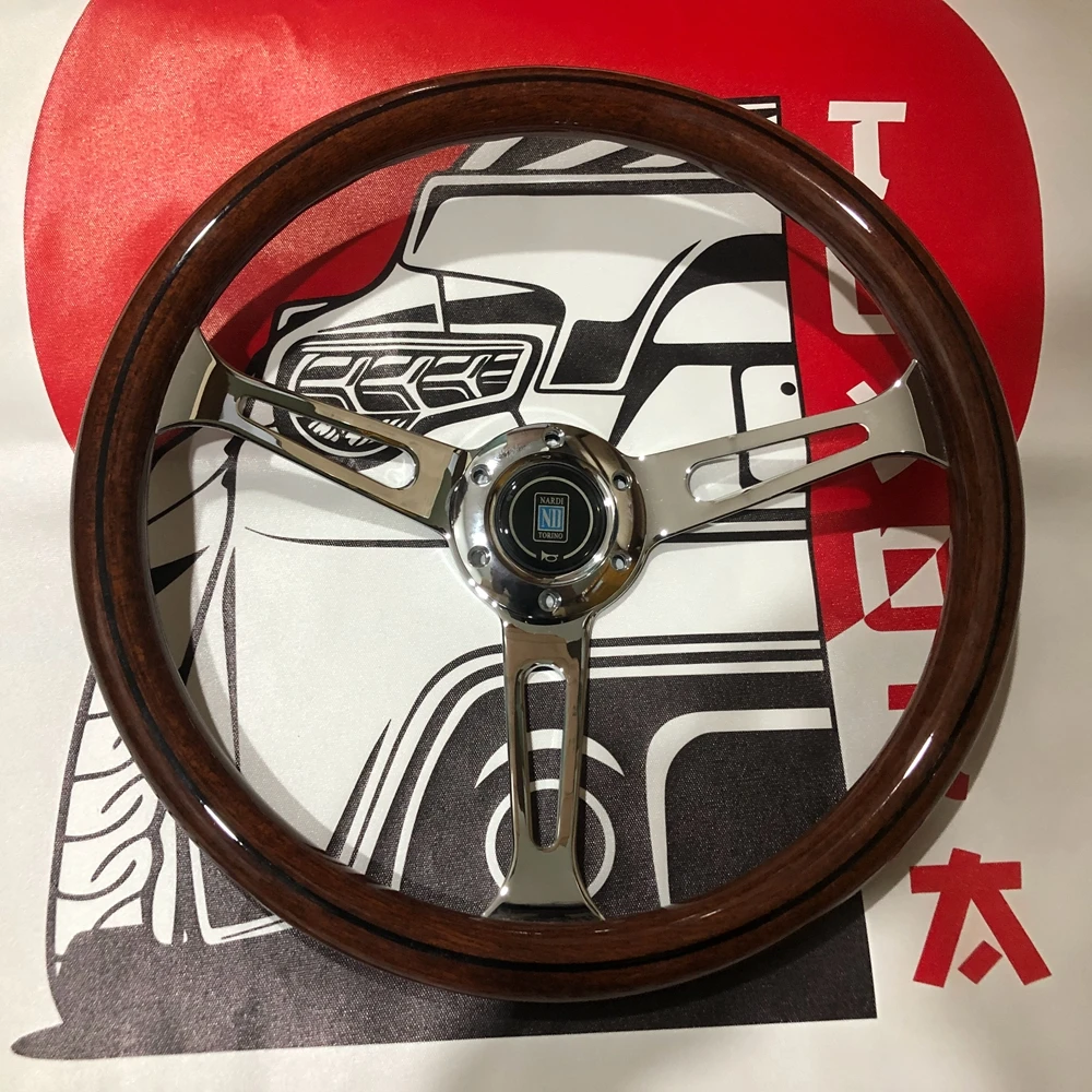 Classic 15Inch Real Wood Nardi Steering Wheel Car Rally Racing JDM Nardi Steering Wheel Volantes For VW HONDA TOYOTA BMW Nissan