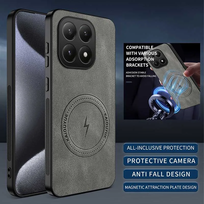 Für Xiaomi 15T 14T Pro Blitz Muster Nappa Muster Telefon Fall Für Xiaomi 17 Pro Max Haut Freundliche magnetische Telefon Fall
