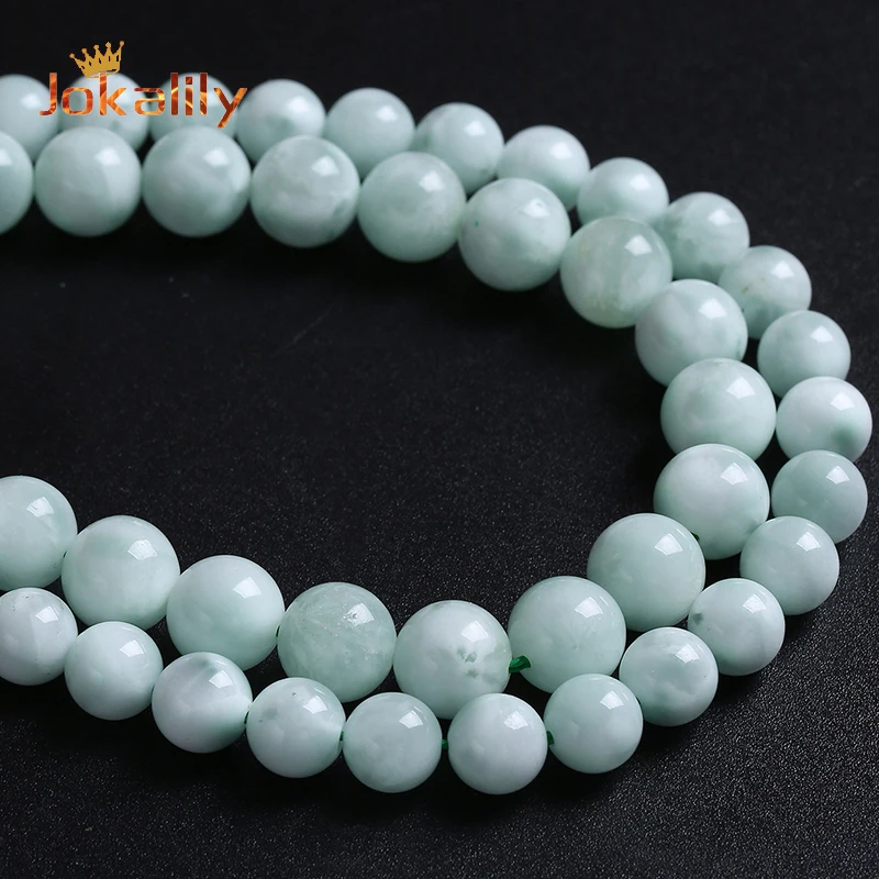 Genuine Semi-precious Natural Green Angelite Larimar Stone Beads For Jewelry Making Loose Beads DIY Bracelets 4 6 8 10 12mm 15
