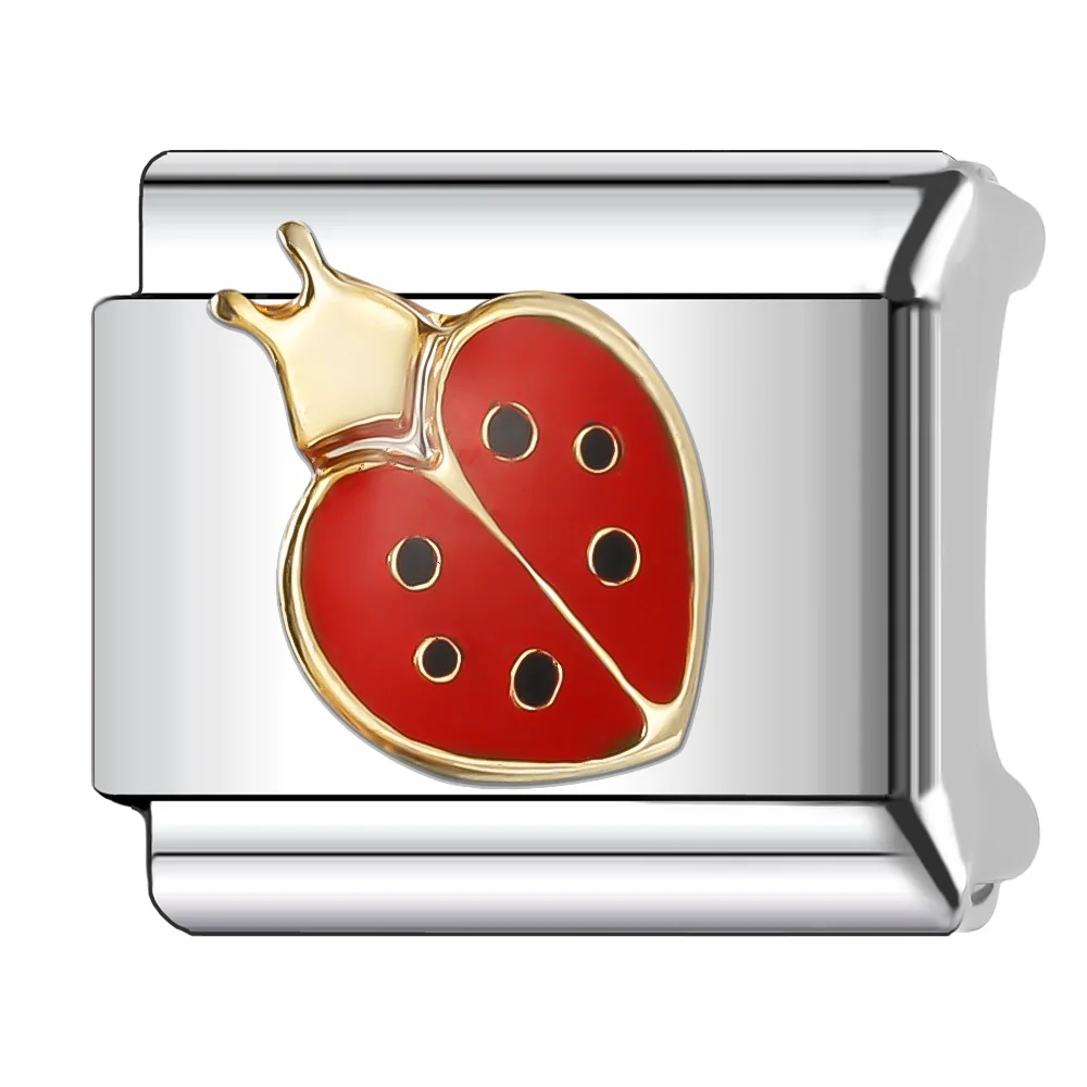 Trusta 2025 Turtle Beetle Charm Ltalian Links 9mm Bracelet Stainless Steel for Girls Birthday Gift DIY Jewelry Wholesale N402