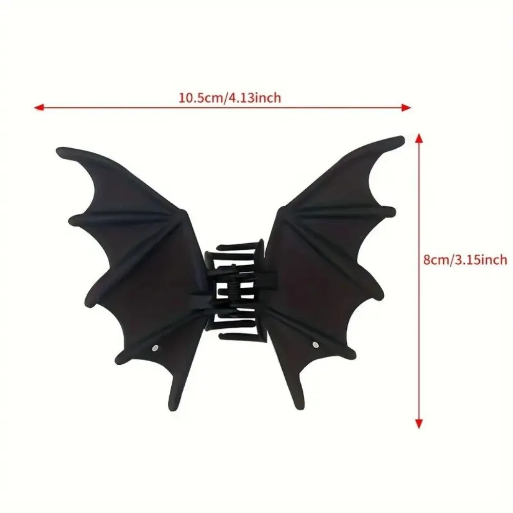 Cute Gothic Halloween Hair Claw Matte Black Alloy Bat Wings Ponytail Holder Cosplay Headdress Shark Clip Party