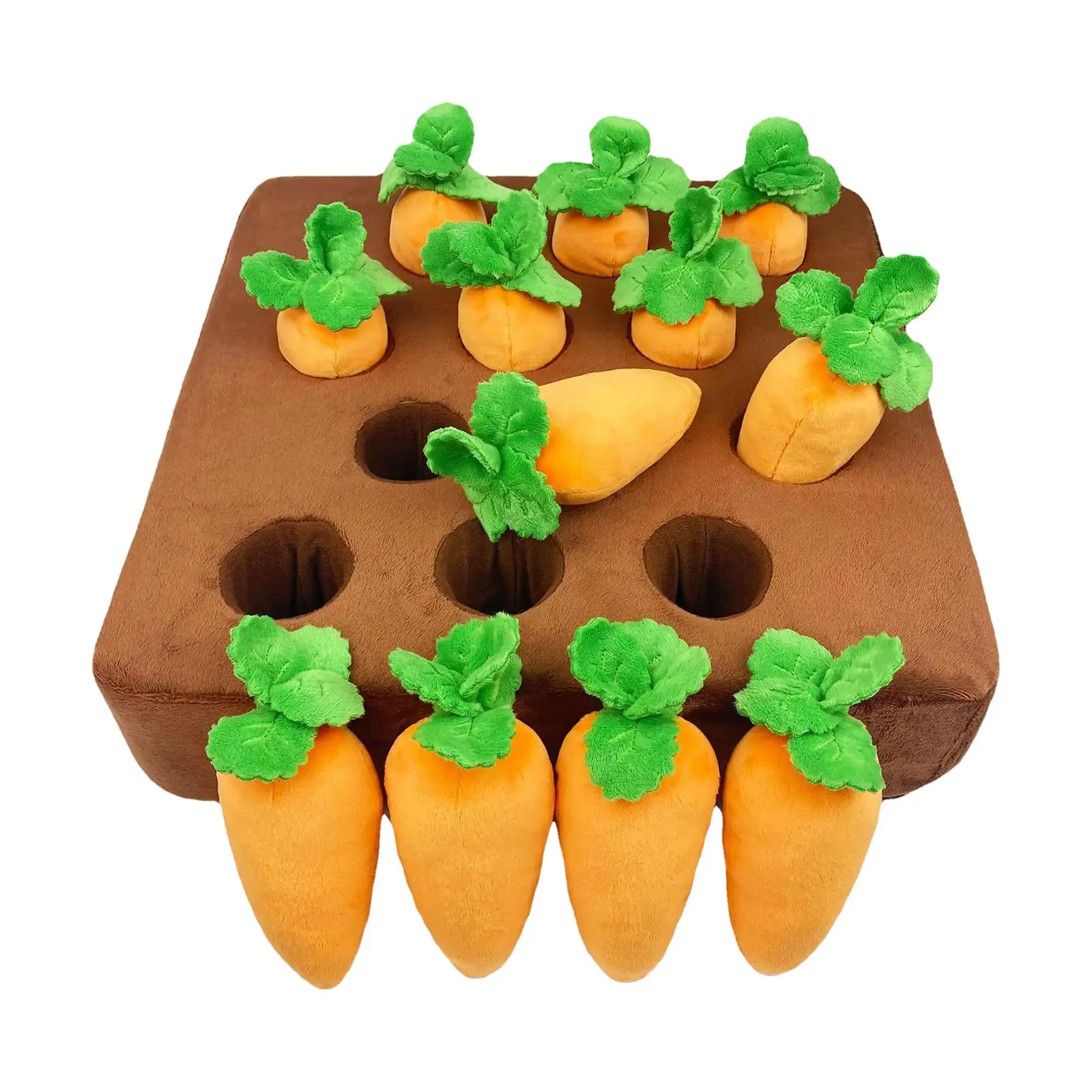 Garden Carrot Plush Toy Increase IQ Vegetable Fruit Molars Toy Foraging Training Educational Toy Pet Snuffle Toy