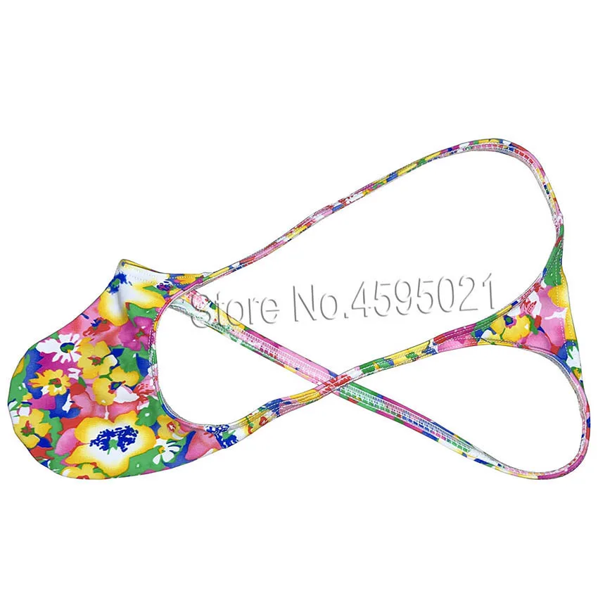 G-String Men's Underwear Thong Brief Sexy Tiny Male String Slip Bikini Low Profile Pouch Beach Micro Tangas Silky Smooth Floral