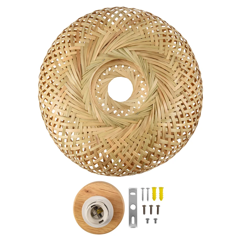 

Bamboo Wicker Rattan Light Fixture Flush Mount Hanging Ceiling Lamp for Living Room Bedroom Dining Room,30X18cm-A42I