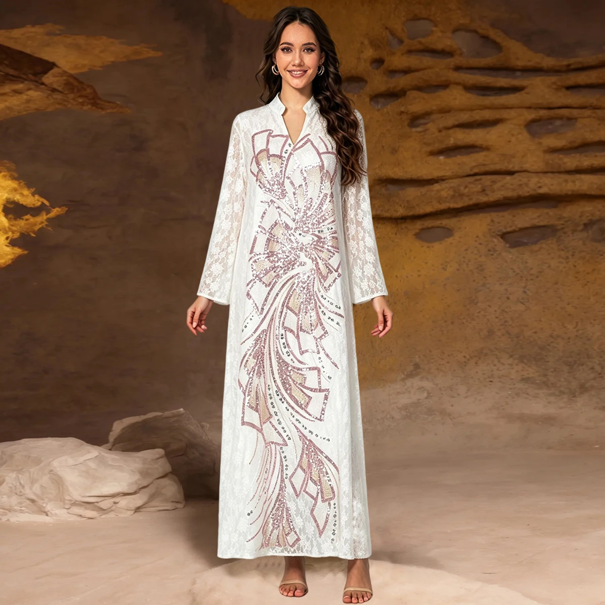 

Muslim Dress Abaya Women Eid Party Dresses Kaftan Sequins Embroidery Jalabiya Vestidos Ramadan Morocco Dubai Arab Long Robe