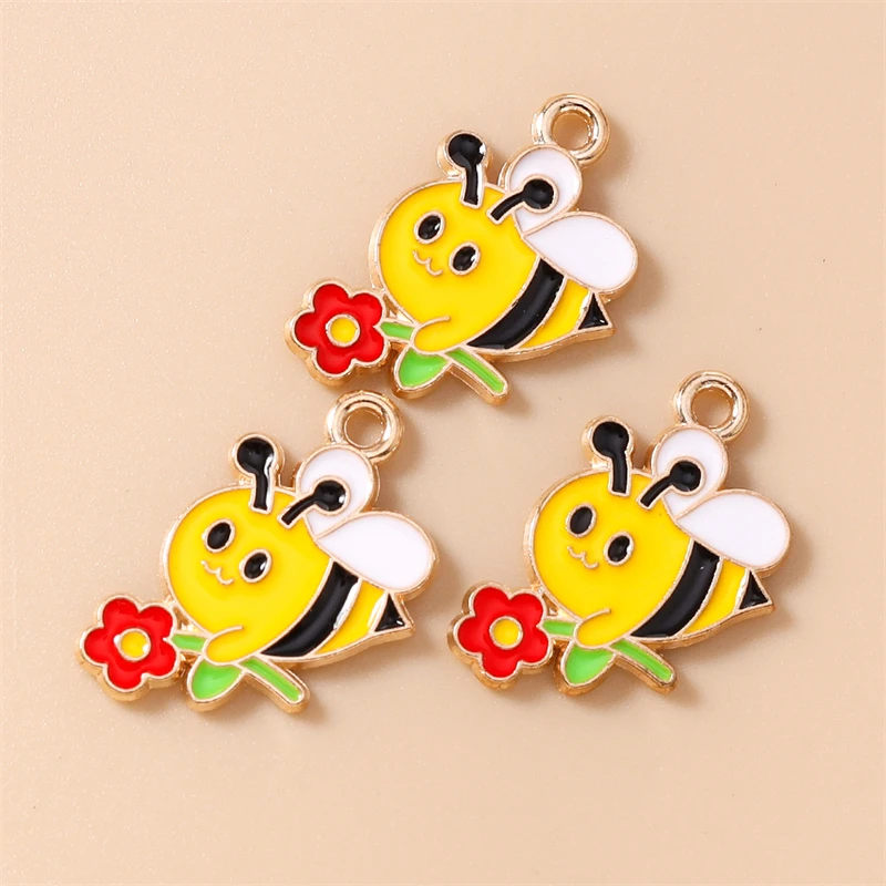 20 Stück Cartoon-Mix-Tier-Honigbienen-Anhänger, Emaille-Bienen-Anhänger für Schmuckherstellung, Ohrringe, Halsketten, DIY-Bastelzubehör – Detail 13
