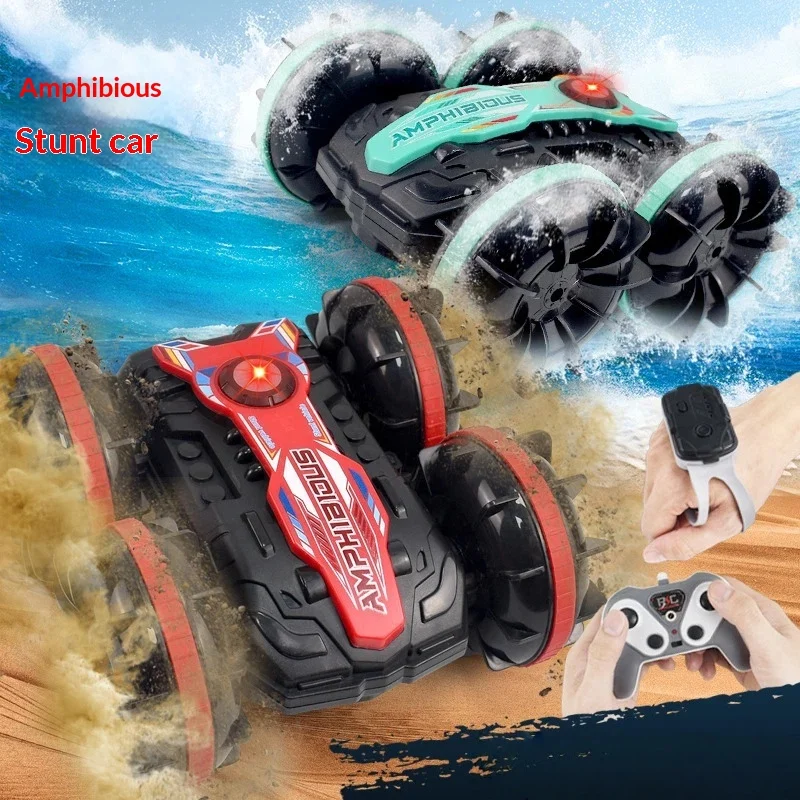 

Amphibious Remote Control Stunt Car 24 Ghz Double Sided Gesture Control All Terrain Vehicle For Land And Water 360 Tumbling