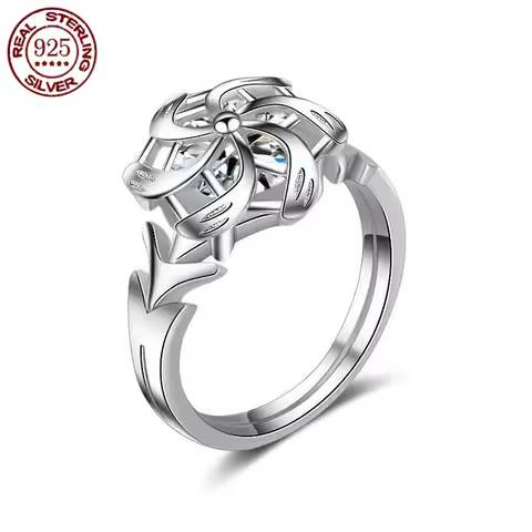 Genuine 925 Sterling Silver Ladies Ring The Galadriel Nenya Zircon Engagement Wedding Band Ring