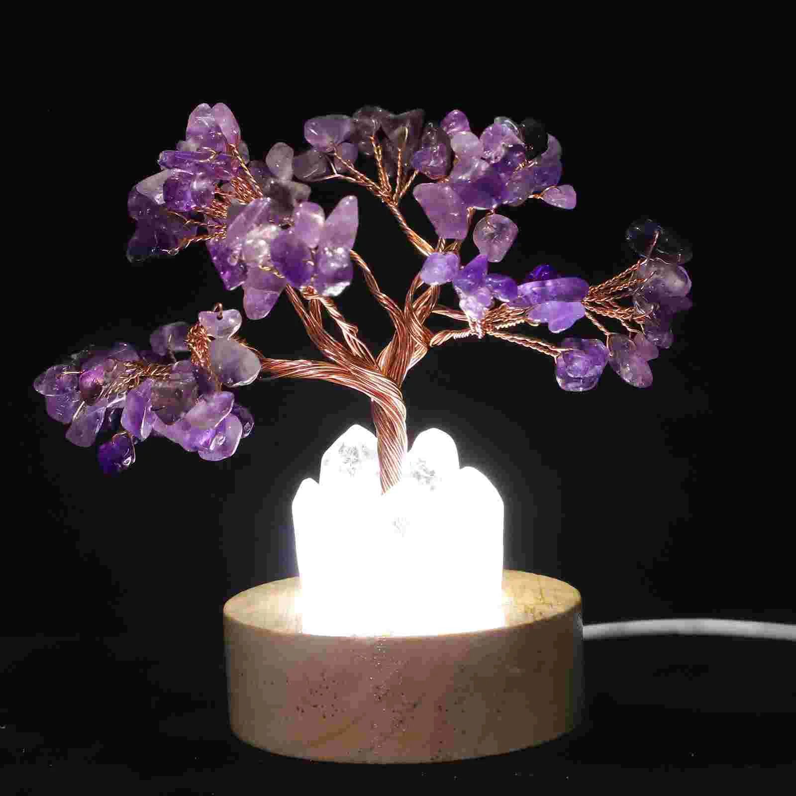 

Amethyst Night Light Bedside Tree Adorn Money Stand Lamp Small Crystal Decorative Ornaments