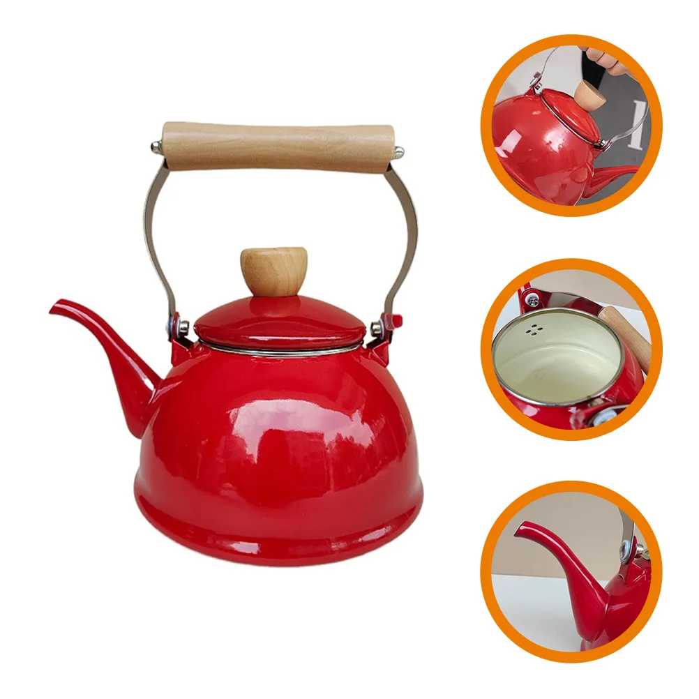

1.4L High Quality Enamel Water Pot Timeless Design Stovetop Tea Kettle Non Rust Build Safe Handle Great for Daily Use and