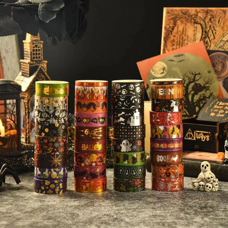 17 Rollen Halloween-Serie Handbücher und Papier band DIY Retro-Stil Band Weihnachten Halloween dekorative Band Geschenk box Set