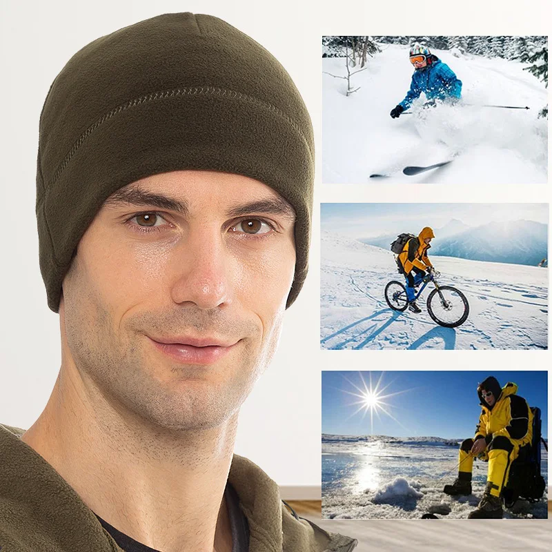 2024 Unisex Windproof Polar Fleece Warm Beanie Hat Cap Male Winter Ski Cycling Cap Outdoor Hat For Women Kullies Hip Hop Hats