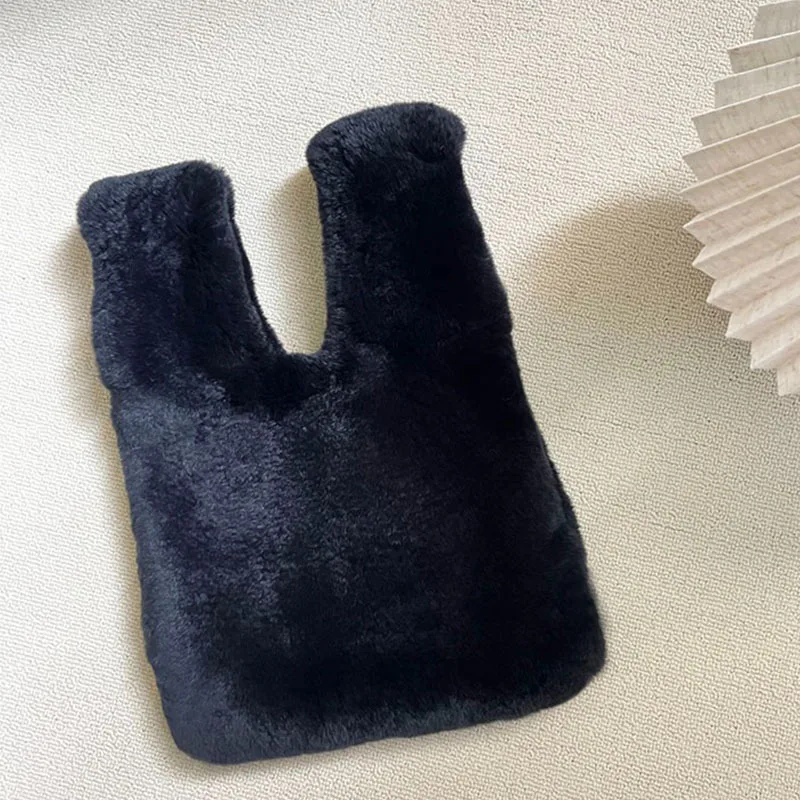 

Real Rex Rabbit Fur Cartoon Plush Handbag Cosmetic Bag Bag Women Girl Gifts Niche Plush Cute Simplicity