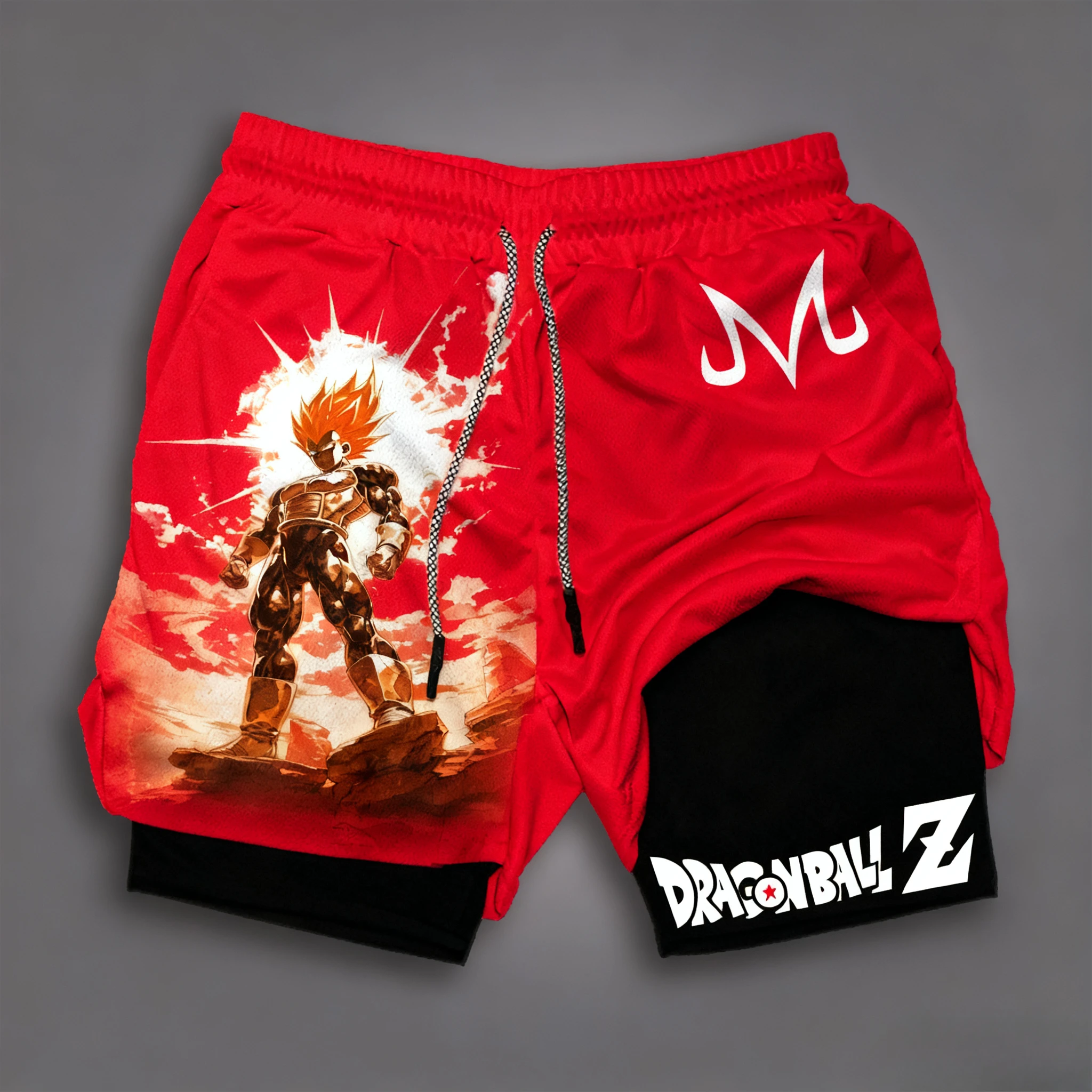 

2026 Dragon Ball Anime Men's Sports Shorts Running Elastic Belt New Summer Fitness Clothes Double layer Quick drying Beach Pants